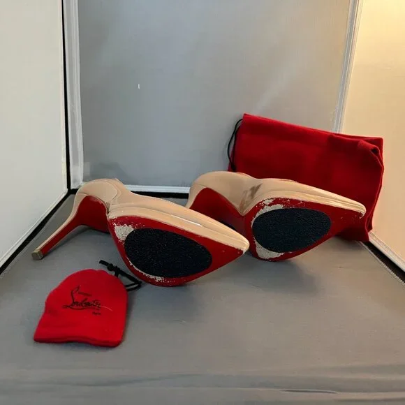 Christian Louboutin Nude Pigalle Plato 100 Pumps Size 8 - Picture 2 of 6